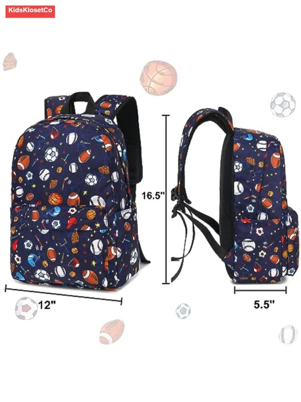 Kids Backpack with Lunch Box Set, Water-Resistant Polyester, 15 inch, Cute